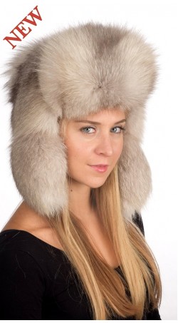 Cappello in pelliccia donna in volpe grigia, stile russo